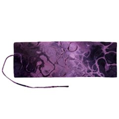 Amethyst Violet Abstract Marble Art Roll Up Canvas Pencil Holder (m) by SpinnyChairDesigns