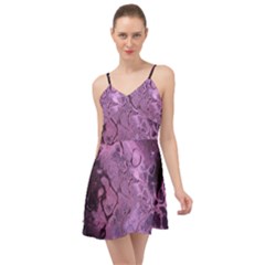 Amethyst Violet Abstract Marble Art Summer Time Chiffon Dress by SpinnyChairDesigns