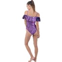 Amethyst Violet Abstract Marble Art Frill Detail One Piece Swimsuit View2