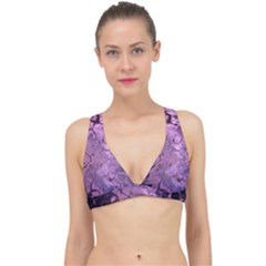 Amethyst Violet Abstract Marble Art Classic Banded Bikini Top by SpinnyChairDesigns