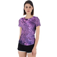 Amethyst Violet Abstract Marble Art Back Cut Out Sport Tee by SpinnyChairDesigns