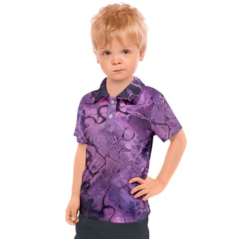 Amethyst Violet Abstract Marble Art Kids  Polo Tee by SpinnyChairDesigns