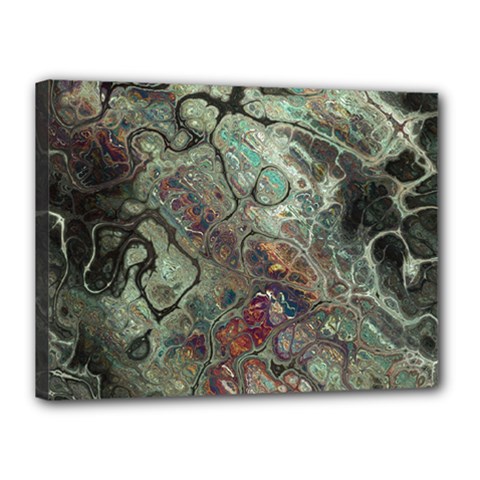 Black Green Grey Abstract Art Marble Texture Canvas 16  X 12  (stretched) by SpinnyChairDesigns