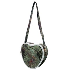 Black Green Grey Abstract Art Marble Texture Heart Shoulder Bag