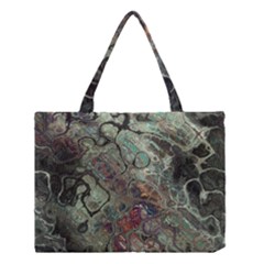 Black Green Grey Abstract Art Marble Texture Medium Tote Bag by SpinnyChairDesigns