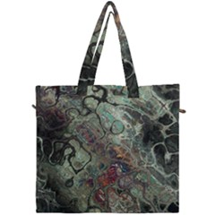 Black Green Grey Abstract Art Marble Texture Canvas Travel Bag by SpinnyChairDesigns