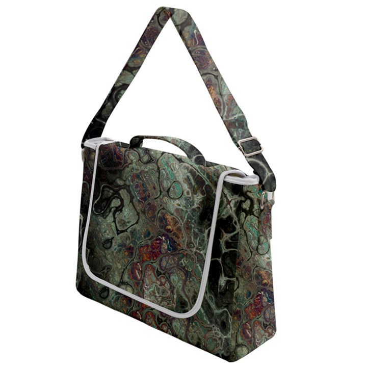 Black Green Grey Abstract Art Marble Texture Box Up Messenger Bag