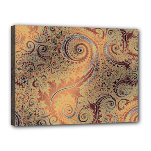 Terra Cotta Persian Orange Spirals Swirls Pattern Canvas 16  X 12  (stretched) by SpinnyChairDesigns