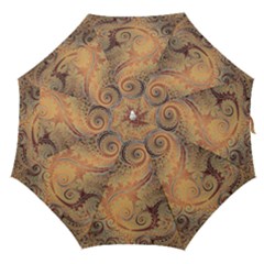 Terra Cotta Persian Orange Spirals Swirls Pattern Straight Umbrellas by SpinnyChairDesigns