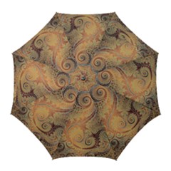 Terra Cotta Persian Orange Spirals Swirls Pattern Golf Umbrellas by SpinnyChairDesigns