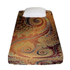 Terra Cotta Persian Orange Spirals Swirls Pattern Fitted Sheet (single Size) by SpinnyChairDesigns