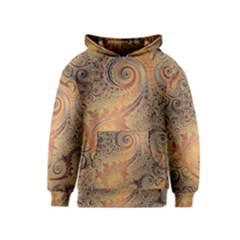 Terra Cotta Persian Orange Spirals Swirls Pattern Kids  Pullover Hoodie by SpinnyChairDesigns