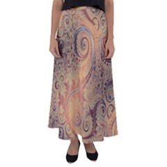 Terra Cotta Persian Orange Spirals Swirls Pattern Flared Maxi Skirt by SpinnyChairDesigns