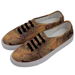 Terra Cotta Persian Orange Spirals Swirls Pattern Men s Classic Low Top Sneakers by SpinnyChairDesigns