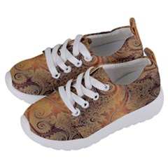 Terra Cotta Persian Orange Spirals Swirls Pattern Kids  Lightweight Sports Shoes by SpinnyChairDesigns