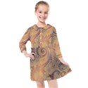 Terra Cotta Persian Orange Spirals Swirls Pattern Kids  Quarter Sleeve Shirt Dress View1