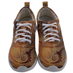 Terra Cotta Persian Orange Spirals Swirls Pattern Mens Athletic Shoes by SpinnyChairDesigns