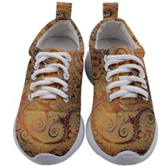 Terra Cotta Persian Orange Spirals Swirls Pattern Kids Athletic Shoes by SpinnyChairDesigns