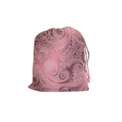 Orchid Pink And Blush Swirls Spirals Drawstring Pouch (medium) by SpinnyChairDesigns