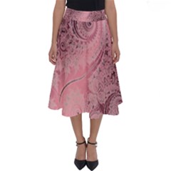 Orchid Pink And Blush Swirls Spirals Perfect Length Midi Skirt by SpinnyChairDesigns