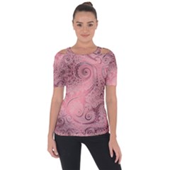 Orchid Pink And Blush Swirls Spirals Shoulder Cut Out Short Sleeve Top by SpinnyChairDesigns