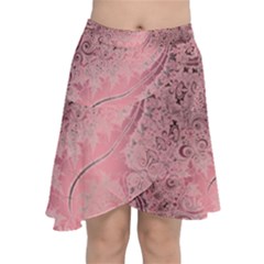 Orchid Pink And Blush Swirls Spirals Chiffon Wrap Front Skirt by SpinnyChairDesigns