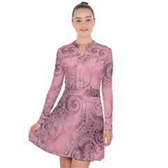 Orchid Pink And Blush Swirls Spirals Long Sleeve Panel Dress by SpinnyChairDesigns