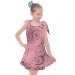 Orchid Pink And Blush Swirls Spirals Kids  Tie Up Tunic Dress by SpinnyChairDesigns