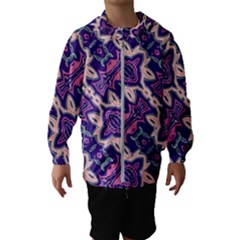 Amethyst And Pink Checkered Stripes Kids  Hooded Windbreaker by SpinnyChairDesigns