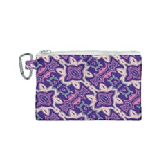 Amethyst And Pink Checkered Stripes Canvas Cosmetic Bag (small) by SpinnyChairDesigns