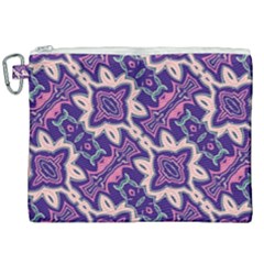 Amethyst And Pink Checkered Stripes Canvas Cosmetic Bag (xxl) by SpinnyChairDesigns