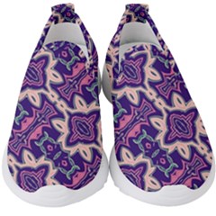 Amethyst And Pink Checkered Stripes Kids  Slip On Sneakers