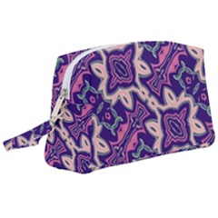 Amethyst And Pink Checkered Stripes Wristlet Pouch Bag (large) by SpinnyChairDesigns