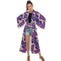 Amethyst and Pink Checkered Stripes Maxi Kimono View1