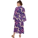 Amethyst and Pink Checkered Stripes Maxi Kimono View2