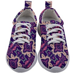 Amethyst And Pink Checkered Stripes Kids Athletic Shoes by SpinnyChairDesigns