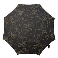 Taupe Umber Abstract Art Swirls Hook Handle Umbrellas (medium) by SpinnyChairDesigns