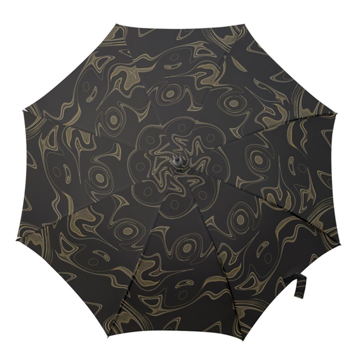 Taupe Umber Abstract Art Swirls Hook Handle Umbrellas (Small)