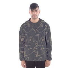 Taupe Umber Abstract Art Swirls Men s Hooded Windbreaker by SpinnyChairDesigns