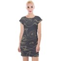 Taupe Umber Abstract Art Swirls Cap Sleeve Bodycon Dress View1