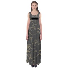 Taupe Umber Abstract Art Swirls Empire Waist Maxi Dress by SpinnyChairDesigns