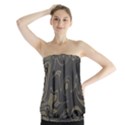 Taupe Umber Abstract Art Swirls Strapless Top View1