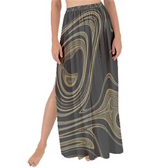 Taupe Umber Abstract Art Swirls Maxi Chiffon Tie-up Sarong by SpinnyChairDesigns