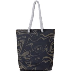 Taupe Umber Abstract Art Swirls Full Print Rope Handle Tote (small) by SpinnyChairDesigns