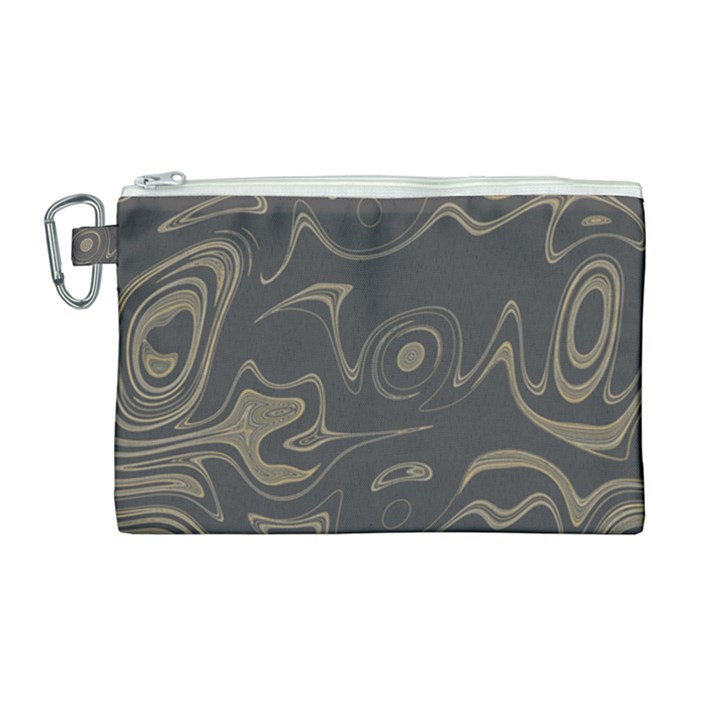 Taupe Umber Abstract Art Swirls Canvas Cosmetic Bag (Large)