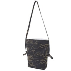 Taupe Umber Abstract Art Swirls Folding Shoulder Bag by SpinnyChairDesigns