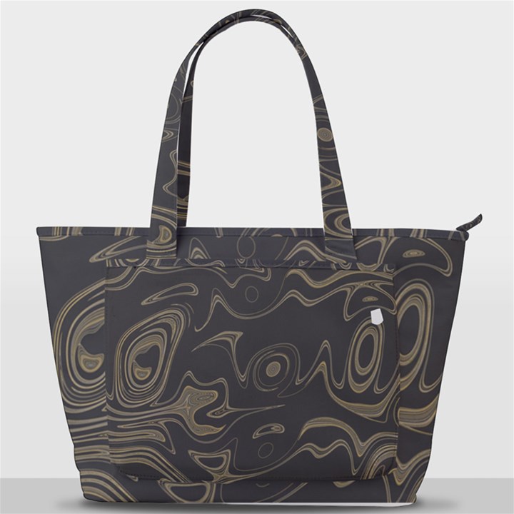 Taupe Umber Abstract Art Swirls Back Pocket Shoulder Bag 