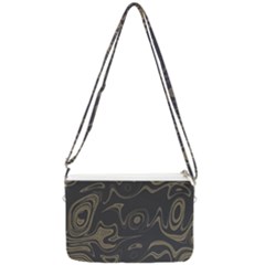 Taupe Umber Abstract Art Swirls Double Gusset Crossbody Bag by SpinnyChairDesigns