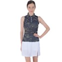 Taupe Umber Abstract Art Swirls Women s Sleeveless Polo Tee View1