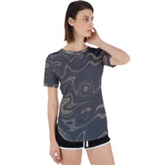 Taupe Umber Abstract Art Swirls Perpetual Short Sleeve T-shirt by SpinnyChairDesigns